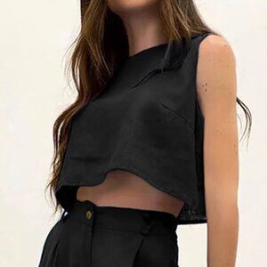 New With Tags - Commense Boho Linen Cropped Top